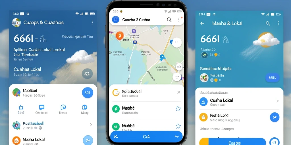 Antarmuka aplikasi 666I menampilkan prakiraan cuaca lokal dengan jelas.
