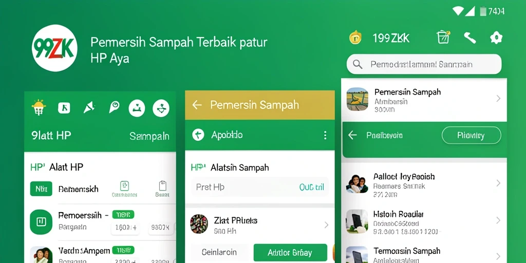 Tampilan utama aplikasi Pembersih Sampah 99ZK dengan fitur pembersihan.