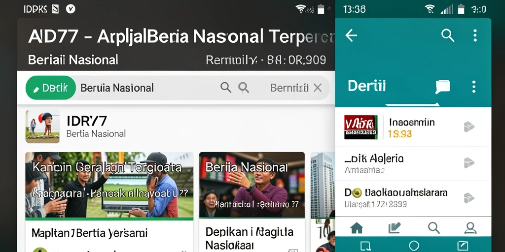 Antarmuka aplikasi IDR77 menampilkan berita nasional terkini.