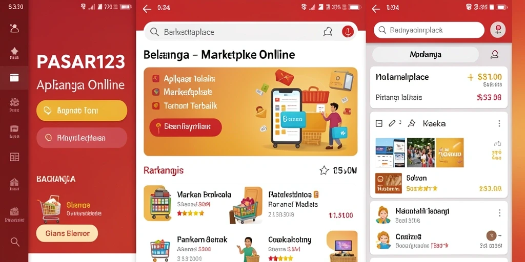 Antarmuka PASAR123 yang menarik dan fungsional untuk belanja online.