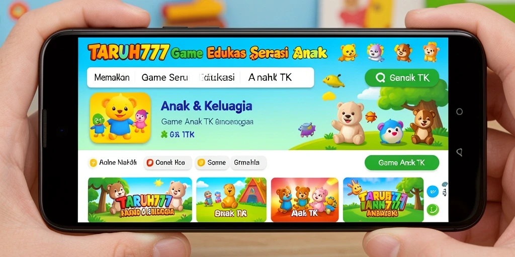 Antarmuka aplikasi TARUH777 yang ceria dan menarik bagi anak-anak.
