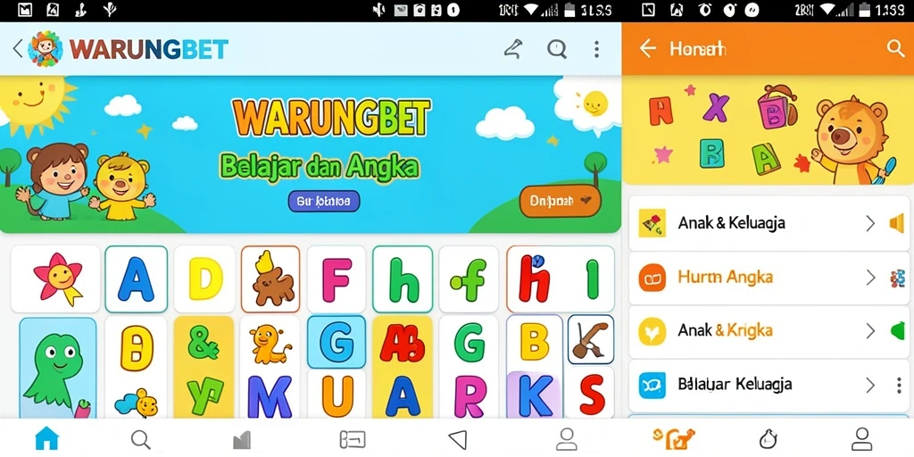 Tampilan antarmuka WARUNGBET yang cerah dan ramah anak.