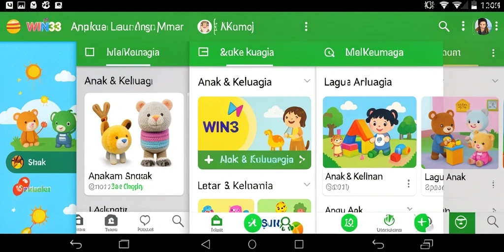 Tampilan antarmuka aplikasi WIN33 untuk lagu anak.